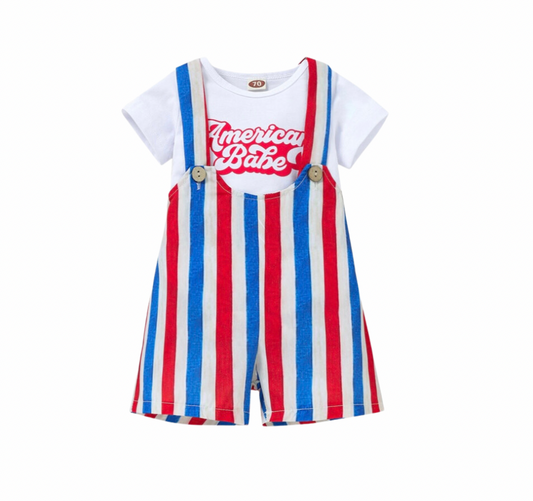 Baby Girl/Boy Independence Short Sleeve Overall Set