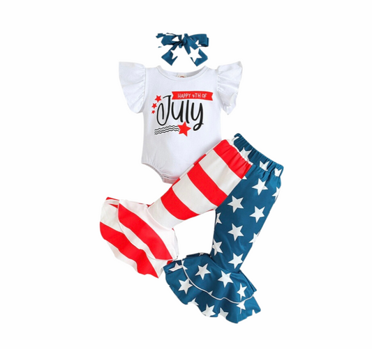 Baby Girl Independence Set Bodysuit & Flared Bell Bottoms