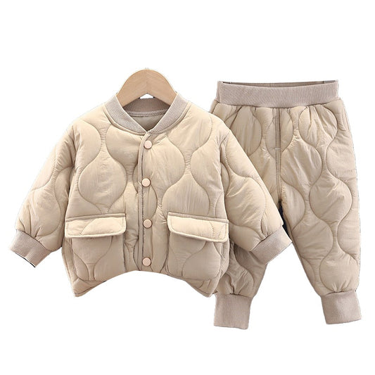 2 Piece Unisex Beige Jacket and Pants