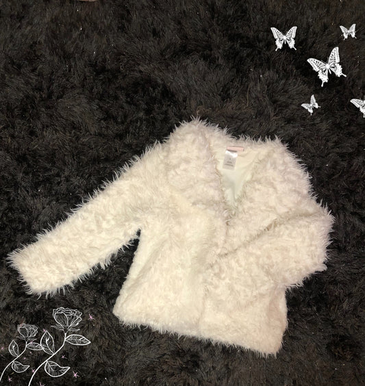 White Faux Fur Cropped Jacket